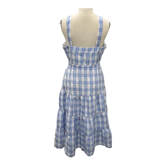 Lulu’s Idyllic Image Blue Plaid burton up mid dress with pockets M - Picture 8 of 12